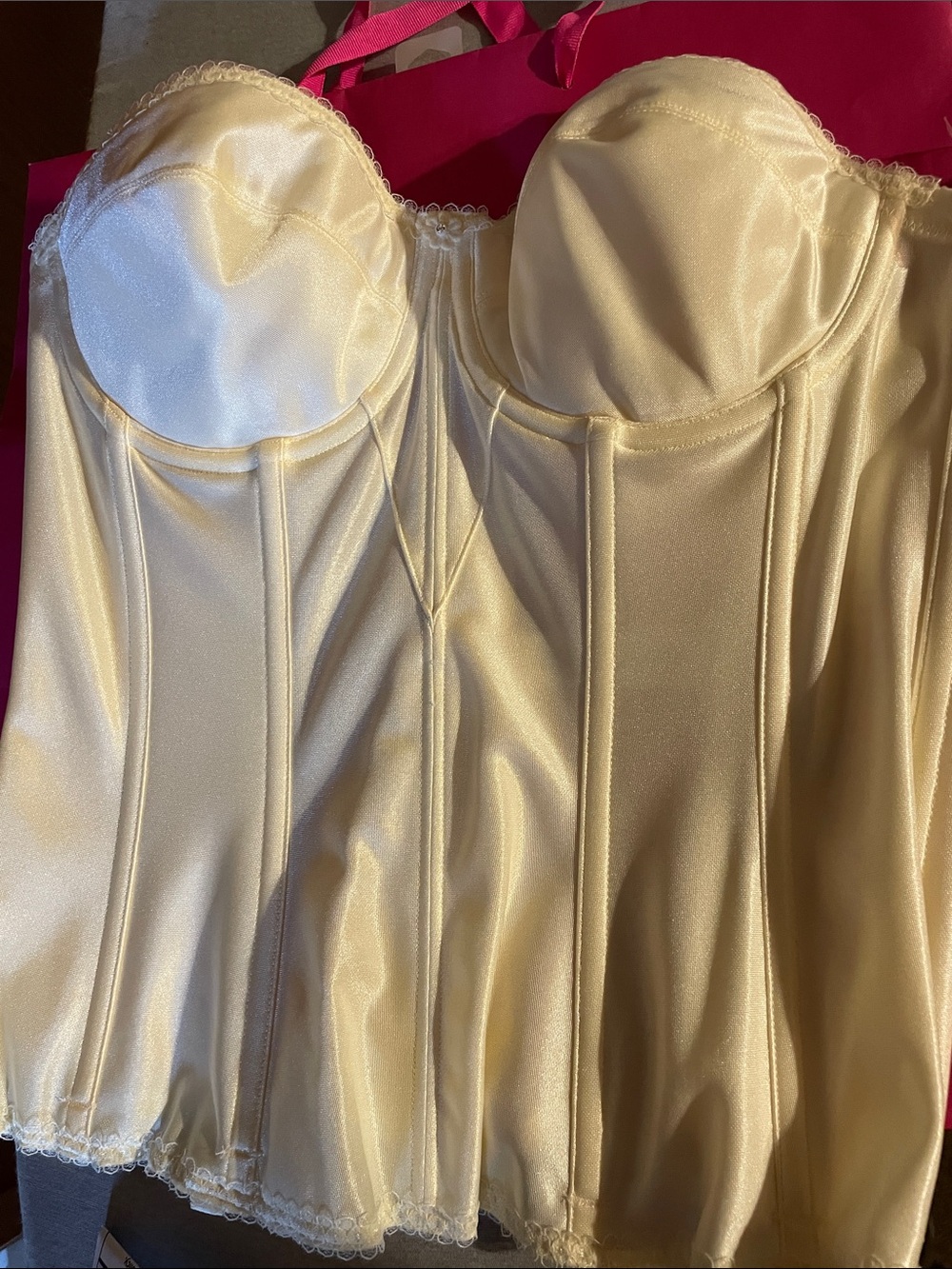 Ivory Satin Longline Bustier Top with Structured Boning, NWT